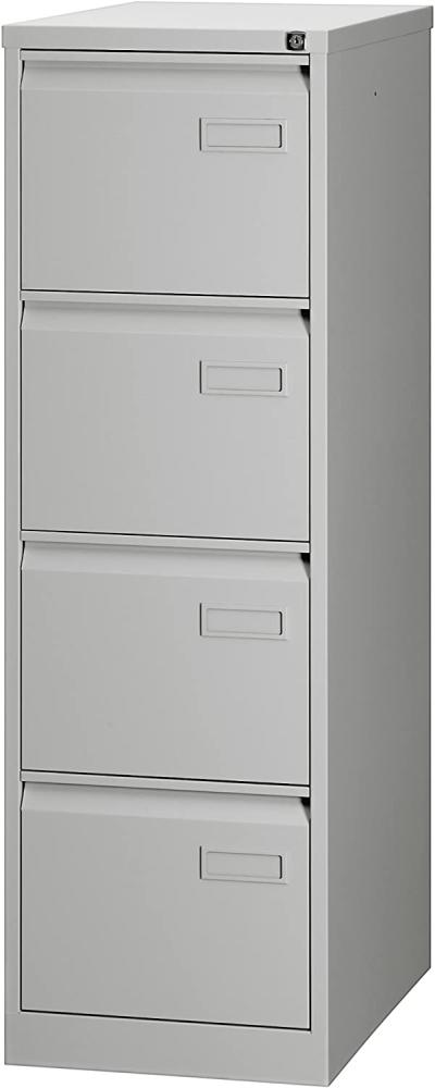 Bisley LIGHT Hängeregistraturschrank, einbahnig, DIN A4, 4 HR-Schubladen, 100 Prozent Schubladenauszug, Metall, 645 Lichtgrau, 62,2 x 41,3 x 132,1 cm, Stahl Bild 1