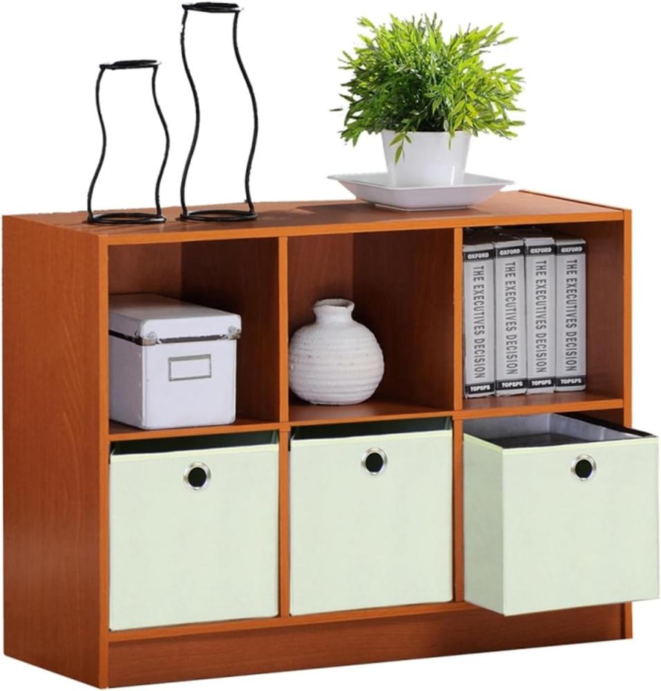 Furinno Basic Bücherregal mit 6 Fächern und 3 Einschüben, eiche, Helle Kirsche/Elfenbein, 30. 23 x 80. 26 x 59. 94 cm Bild 1