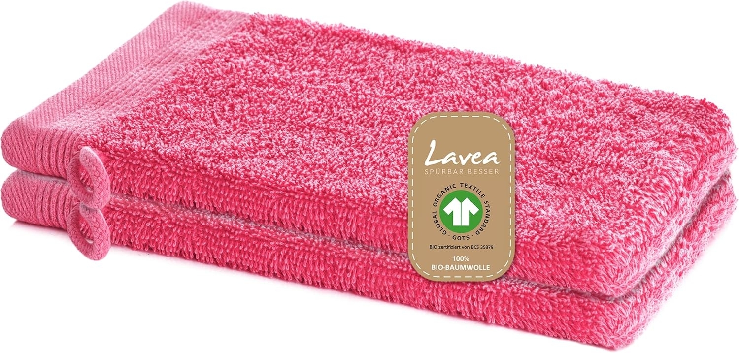 Lavea Waschhandschuh Bali, 16x22cm aus 100% Bio-Baumwolle, einzigartig weiche Waschhandschuhe mit Aufhänger (Set, 2-St), hochwertige und nachhaltige Premium Waschlappen - schonende Reinigung Bild 1