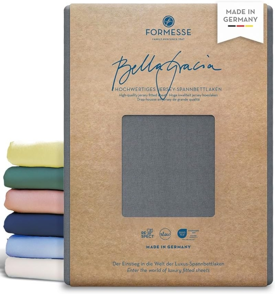 Formesse Jersey Spannbetttuch Bella Gracia|90x190 - 100x220 cm| hellanthrazitFormesse Jersey Spannbetttuch Bella Gracia Bild 1