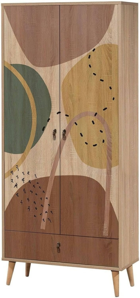 Dmora Kurma Kleiderschrank mit 2 Türen, Schlafzimmermöbel, Garderobenschrank, Kleiderschrank, 80 x 45 x 190 cm, Mehrfarbig Bild 1