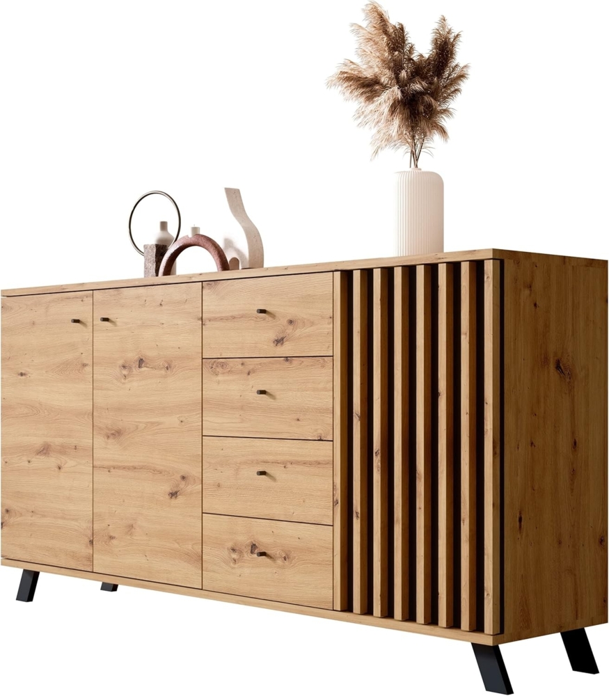 Newroom Sideboard Barea, Wildeiche Sideboard Modern Wandpaneel Vintage Highboard Anrichte Bild 1