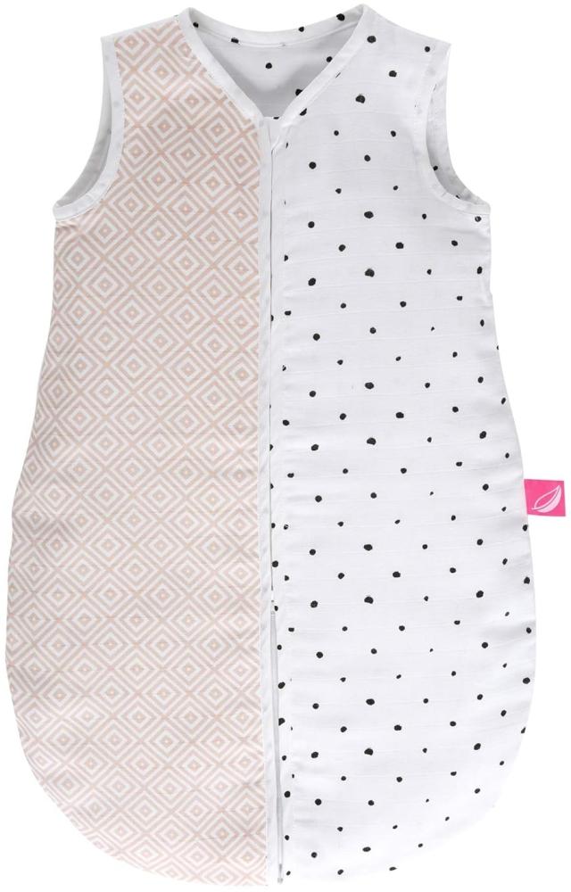 Babyschlafsack Sommer aus Baumwollmusselin von Motherhood - kuscheliger Babyschlafsack Öko Tex Standard, Klasse 1, Größe: 0-6 Monate, Quadrate apricot Bild 1