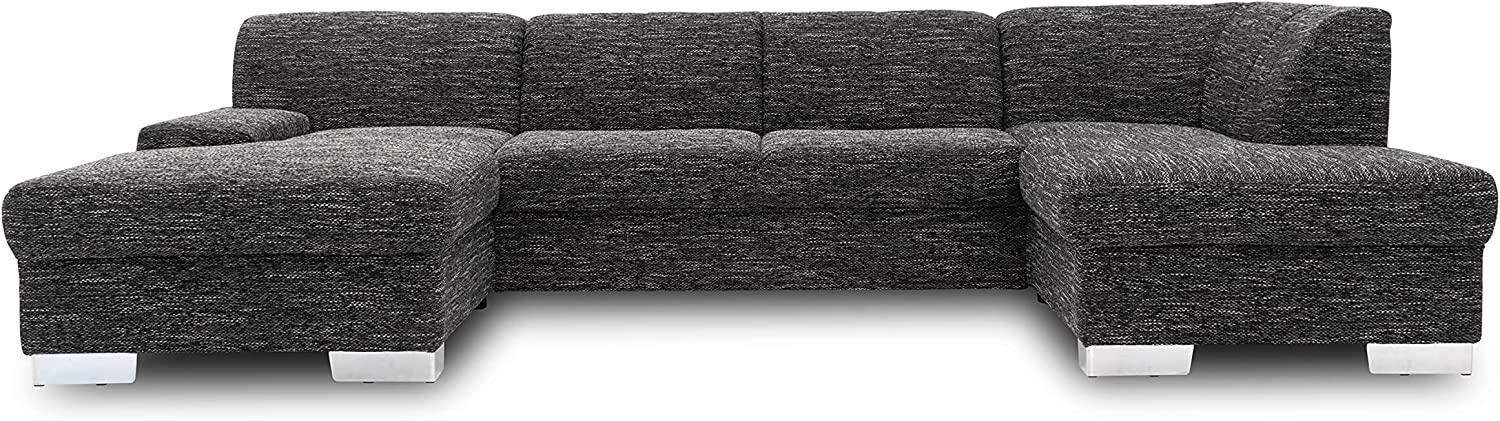 DOMO collection Star Wohnlandschaft, U-Form, Polstergarnitur, Sofa, Couch 150 x 304 x 150 cm in Webstoff schwarz Bild 1