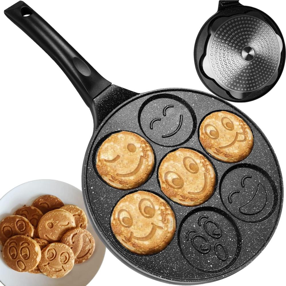 Ruhhy Spiegeleipfanne Pancake Pfanne Kinder mit Smiley Motiv Form Maker Eierpfanne für Pancakes Induktion Ceran Gas Elektro Ø26cm 19317 Bild 1