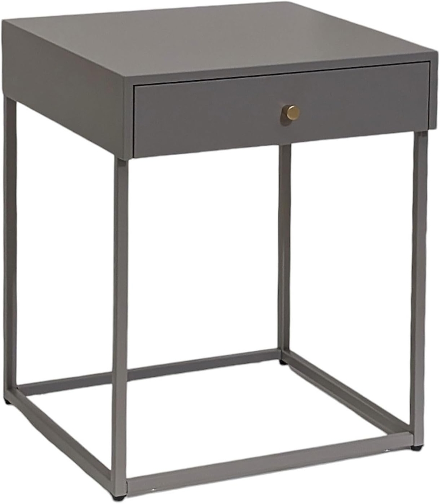 osoltus Cube Beistelltisch m. Schublade Industrie Design warm grey Bild 1