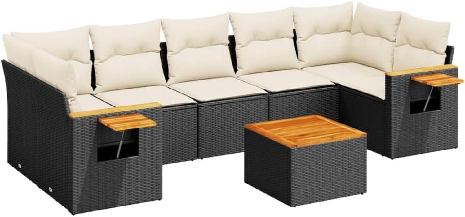 vidaXL 8-tlg. Garten-Sofagarnitur mit Kissen Schwarz Poly Rattan 3259053 Bild 1