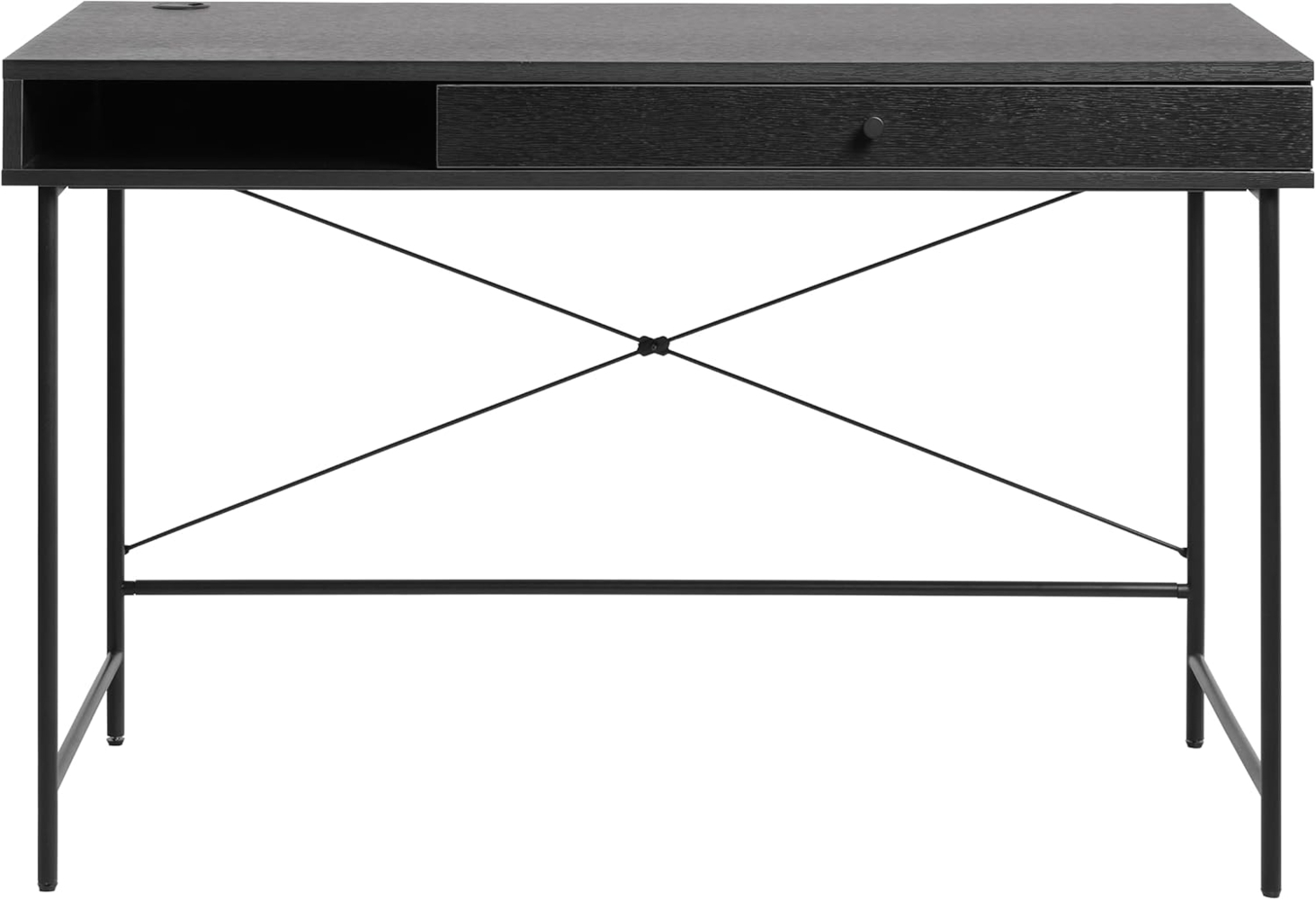 FJORDFORM Schreibtisch mit 1 Schublade und Regal, 120 x 76 x 60 cm Kleiner Computertisch, Bürotisch, für Arbeitszimmer, Schlafzimmer, Metallgestell, Loch für Kabel Bild 1