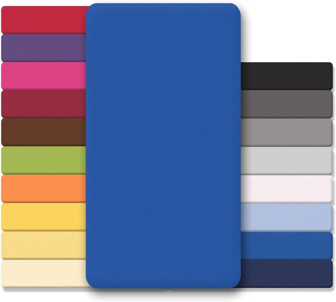 CelinaTex Jersey Spannbettlaken Lucina Doppelpack 140x200-160x200cm royal blau 100% Baumwolle gekämmt bis 26cm Matratzenhöhe Oeko-TEX Bild 1