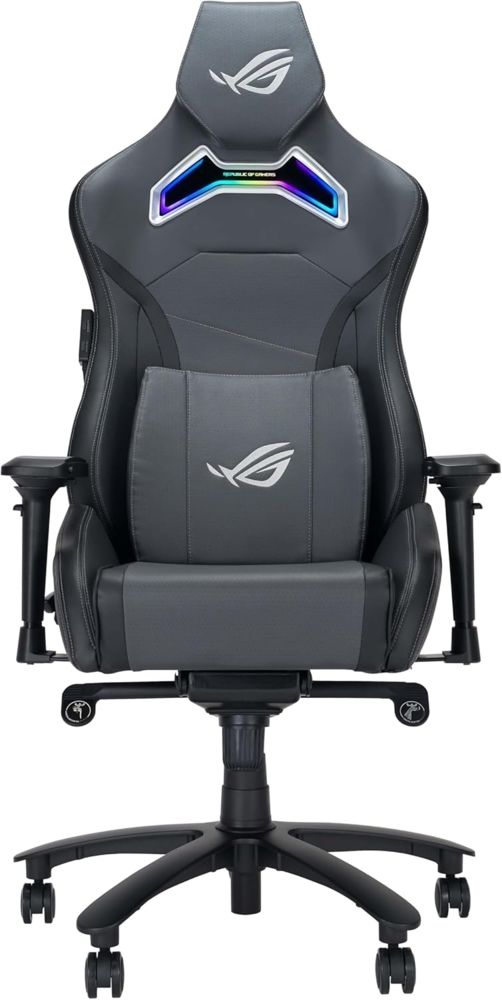 ASUS ROG Chariot X Gaming-Stuhl (Aura RGB Beleuchtung, 4D-Armlehnen, Memory-Foam, Premium-PU-Leder, One-Touch-Controller) grau Bild 1