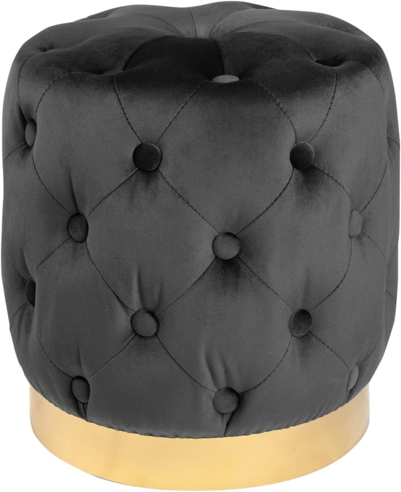 riess-ambiente Sitzhocker MODERN BAROCK 37cm schwarz / gold, Hocker · Samt · Metall · Chesterfield-Design Bild 1