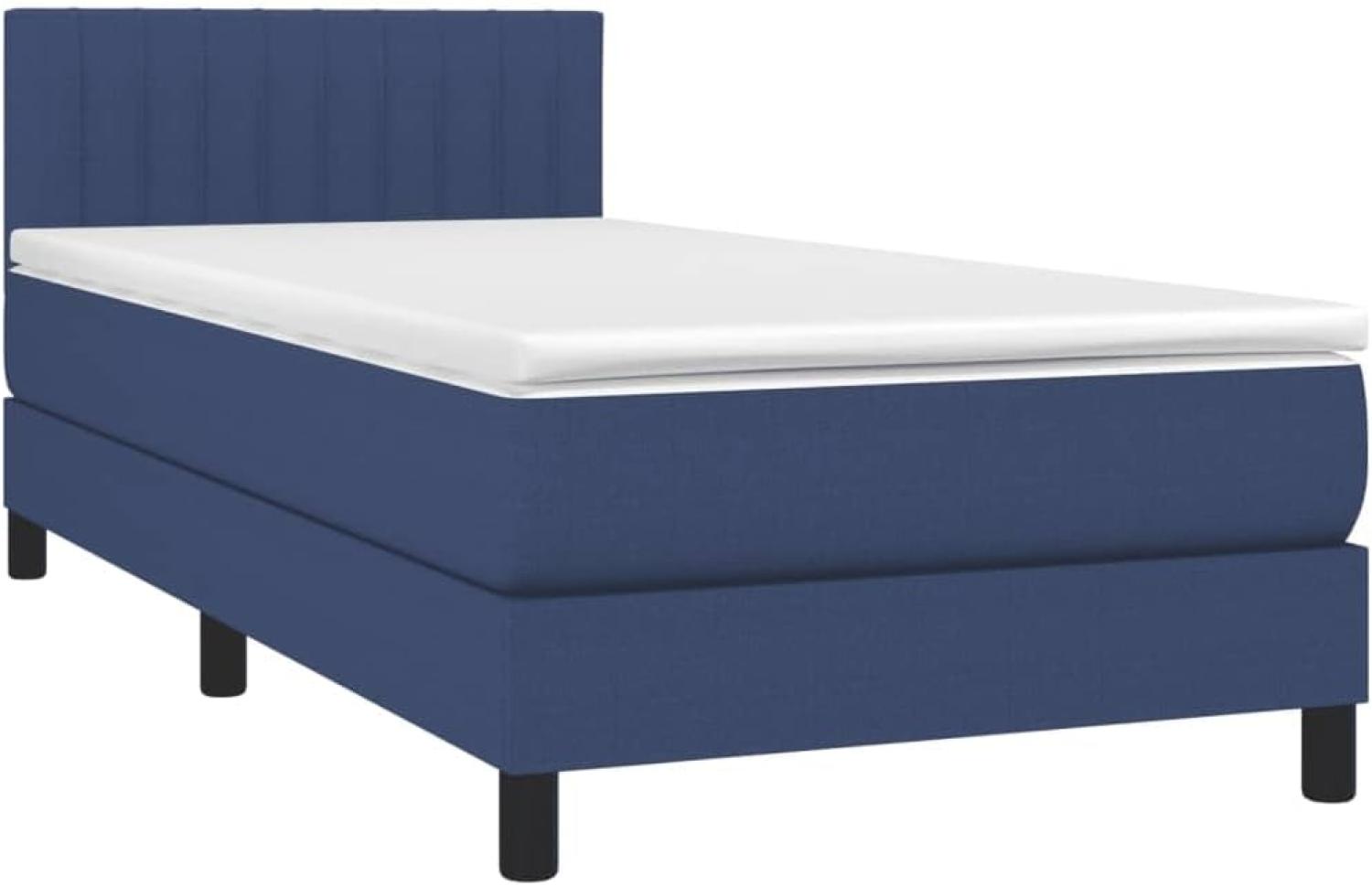 vidaXL Boxspringbett mit Matratze Blau 100x200 cm Stoff 3140199 Bild 1