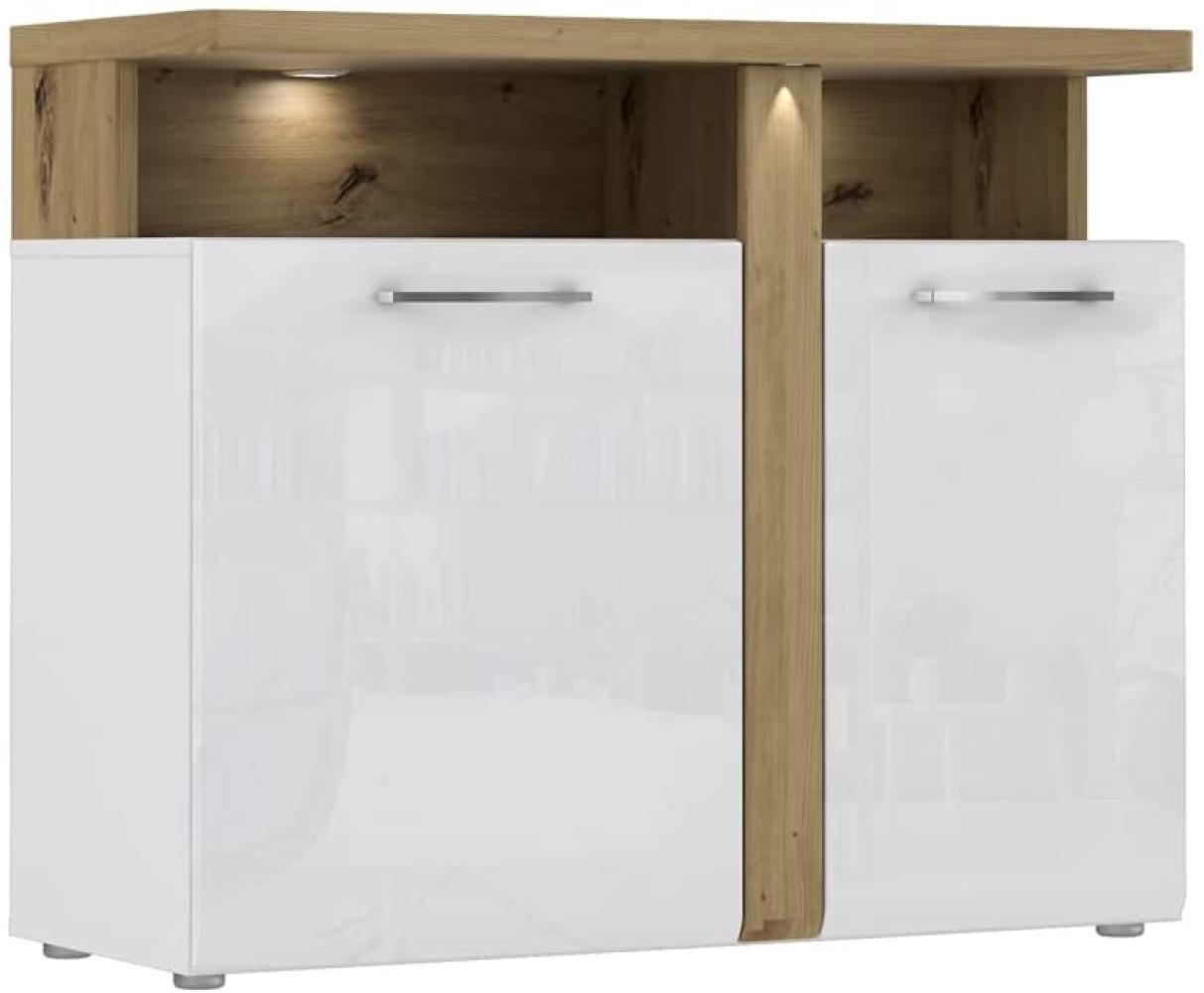 Sideboard Kommode Anrichte 103,5cm weiß Hochglanz artisan eiche Modern Bild 1