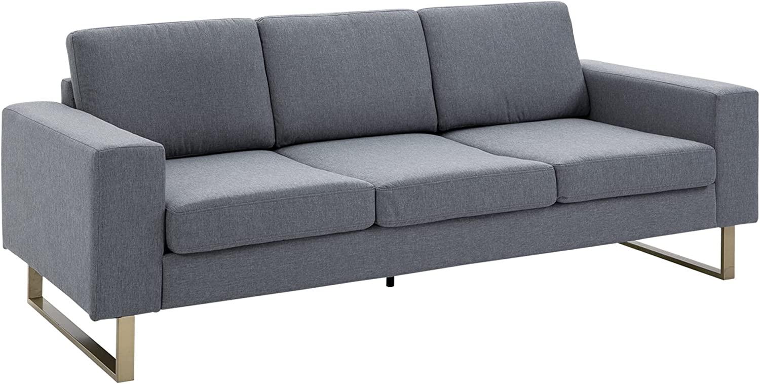 HOMCOM Polstersofa 3-Sitzer Sofa Stoffsofa Sitzmöbel Fernsehsessel Kissen Armlehne Leinen dunkelgrau 200 x 82 x 78 cm Bild 1