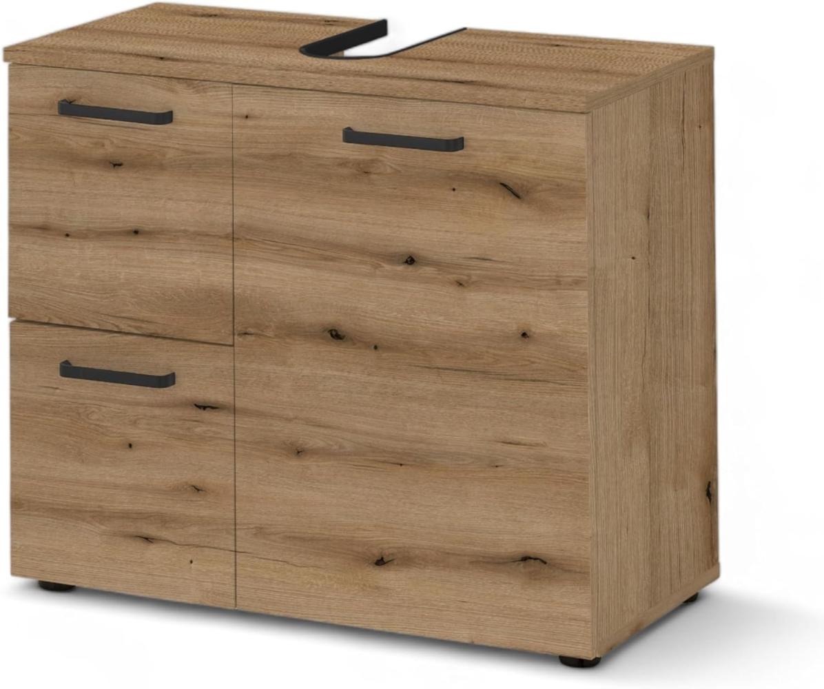 VANICE Badezimmer Waschbeckenunterschrank in Evoke Eiche Optik FSC-zertifiziert - Bad Unterschrank Badezimmerschrank mit viel Stauraum - 70 x 60 x 35 cm (B/H/T) Bild 1