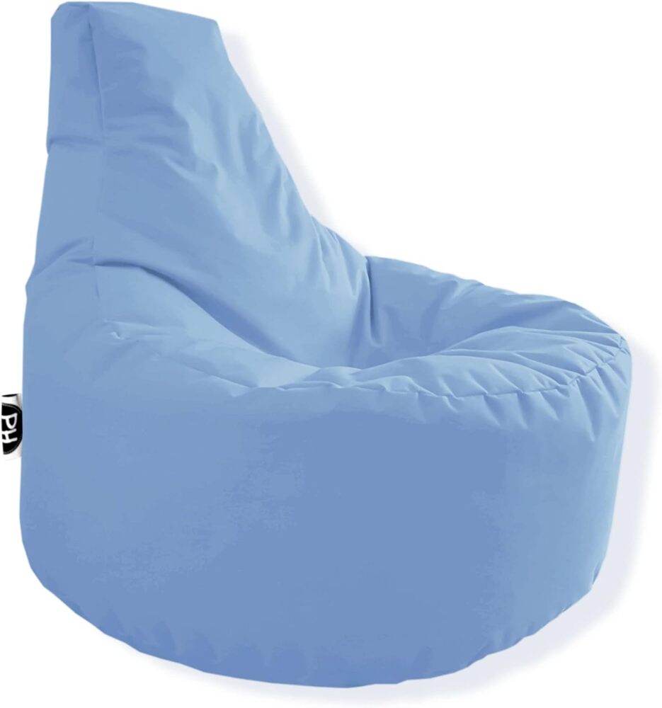 Patchhome Gamer Kissen Lounge Kissen Sitzsack Sessel Sitzkissen In & Outdoor geeignet fertig befüllt | Hellblau - Ø 75cm x Höhe 80cm - in 2 Größen und 25 Farben Bild 1