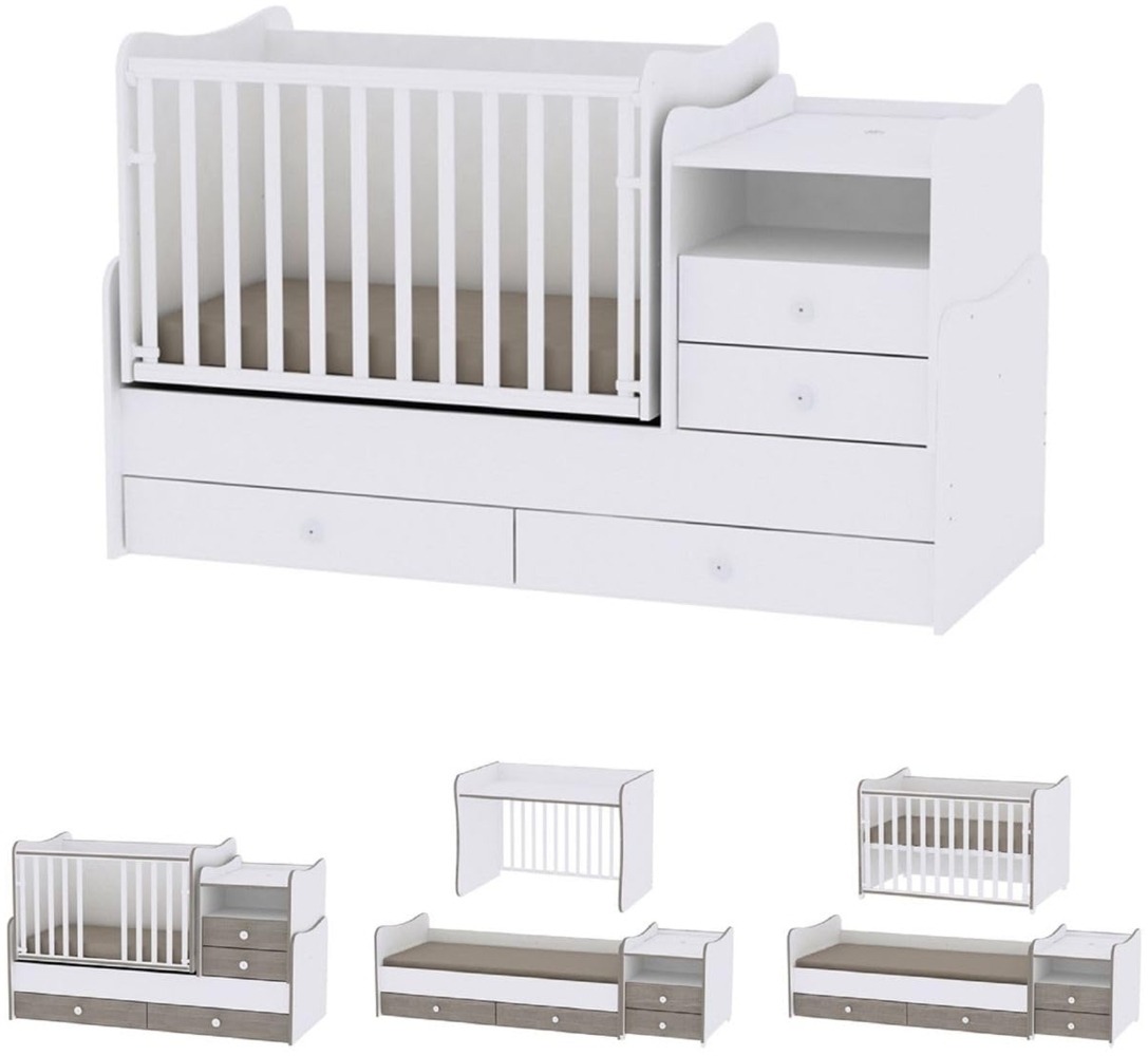 Lorelli 'Combo' 2-in-1 Kombibett umbaubar, mit Schaukelfunktion weiß Bild 1