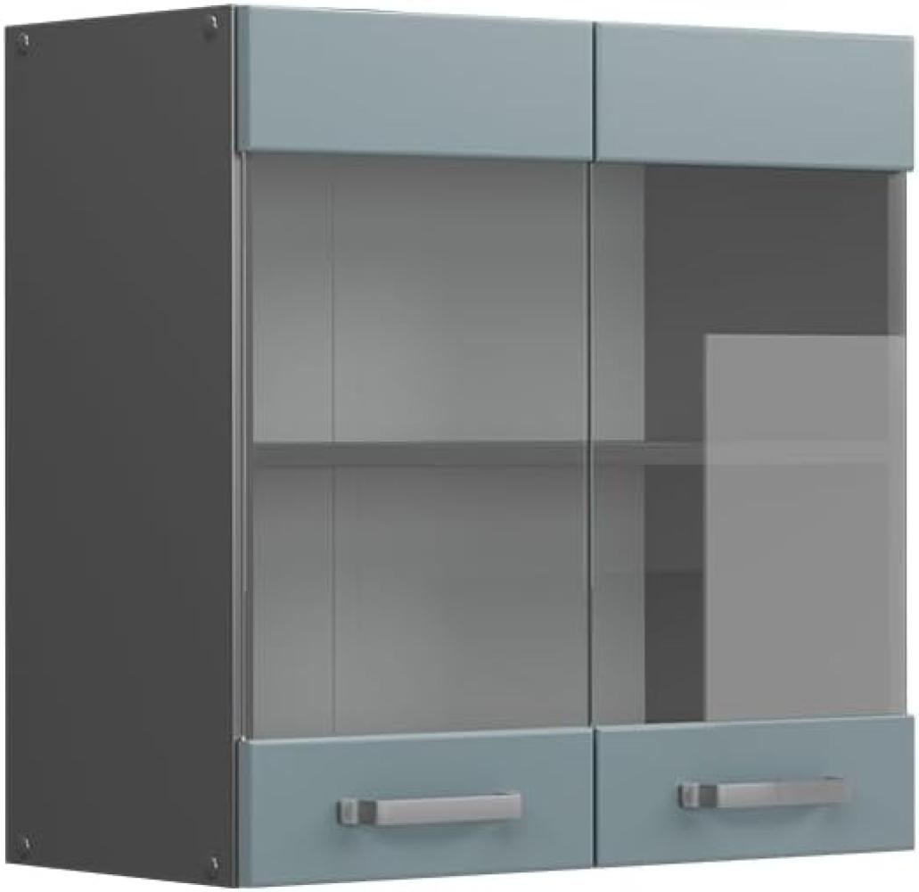 Vicco Glashängeschrank R-Line, Blau-Grau/Anthrazit, 60 cm Bild 1