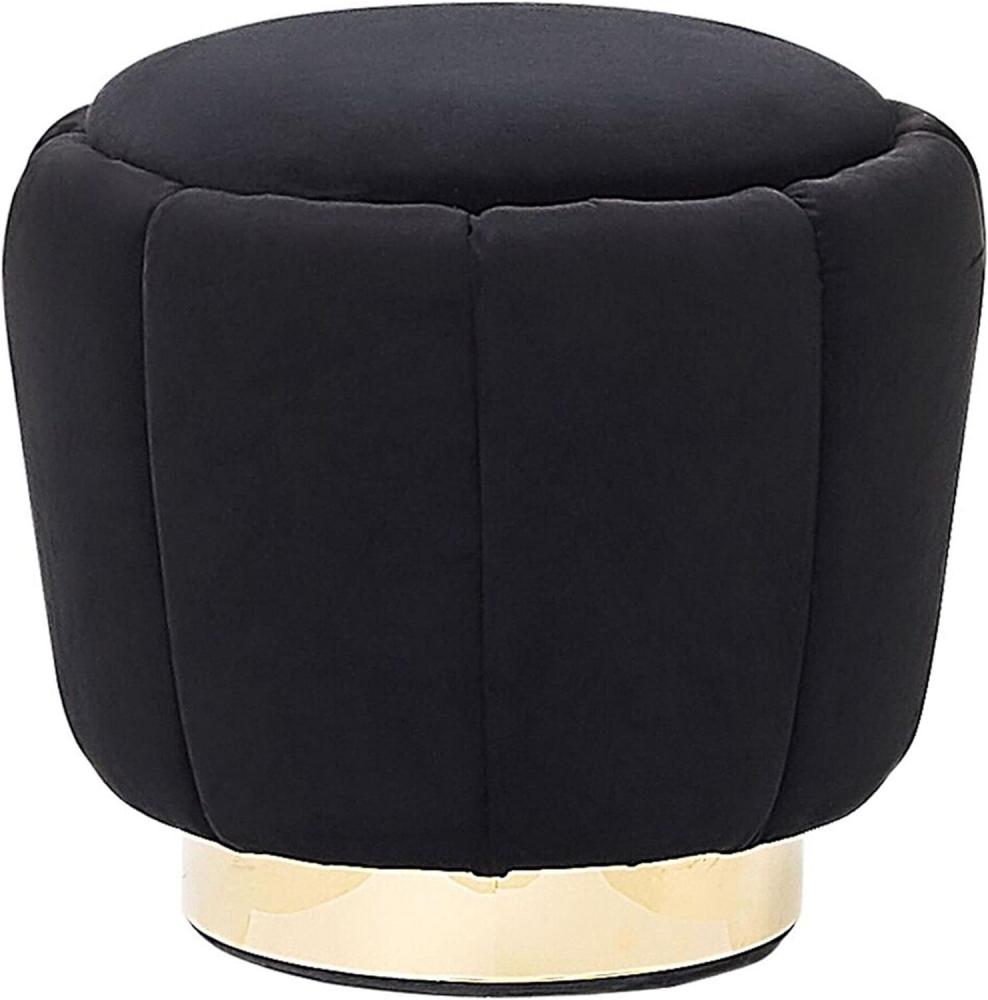 Pouf schwarz Samtstoff ⌀ 43 cm IRVING Bild 1