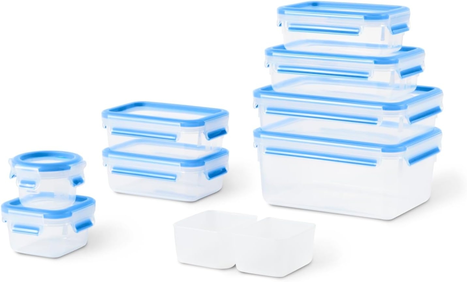 Emsa N10317 Clip & Close Frischhaltedosenset 9-teilig | Größen: 0,15/0,2/2*0,55/0,55 ins./0,8/1,2/2,2L | 100% dicht & hygienisch | Frischedichtung | BPA-frei | Baby Care Norm| made in Germany | Blau Bild 1