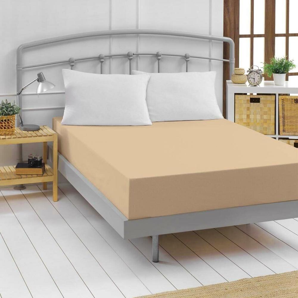 Traumschlaf Feinbiber Boxspring Spannbetttuch|200x200 cm| sand Bild 1