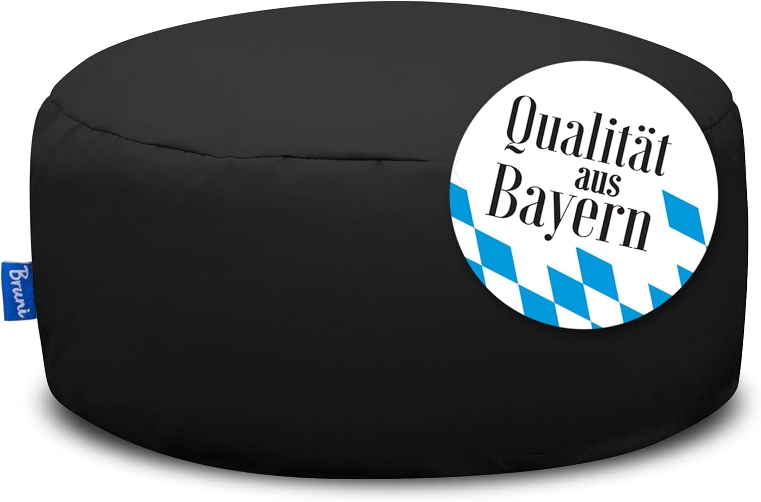 Bruni Pouf Sitzhocker M in Schwarz – runder Sitzpouf, Indoor und Outdoor als Fußhocker, Yoga-Sitzkissen, Meditationskissen geeignet Bild 1