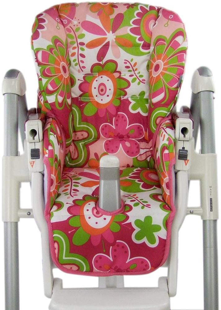 Babys-Dreams Sitzkissen Ersatzbezug für Peg Perego Prima Pappa Diner *20 FARBEN* NEU (gr. Orange/Grüne Blumen) XX Bild 1