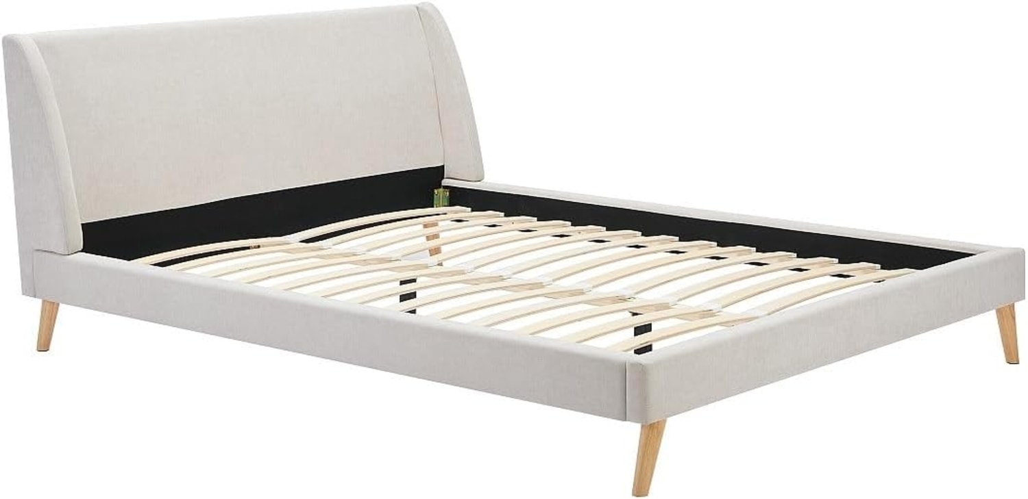 Vente-unique - Bett - Skandinavischer Stil - 180 x 200 cm - Stoff - Beige - BENEDICTE Bild 1