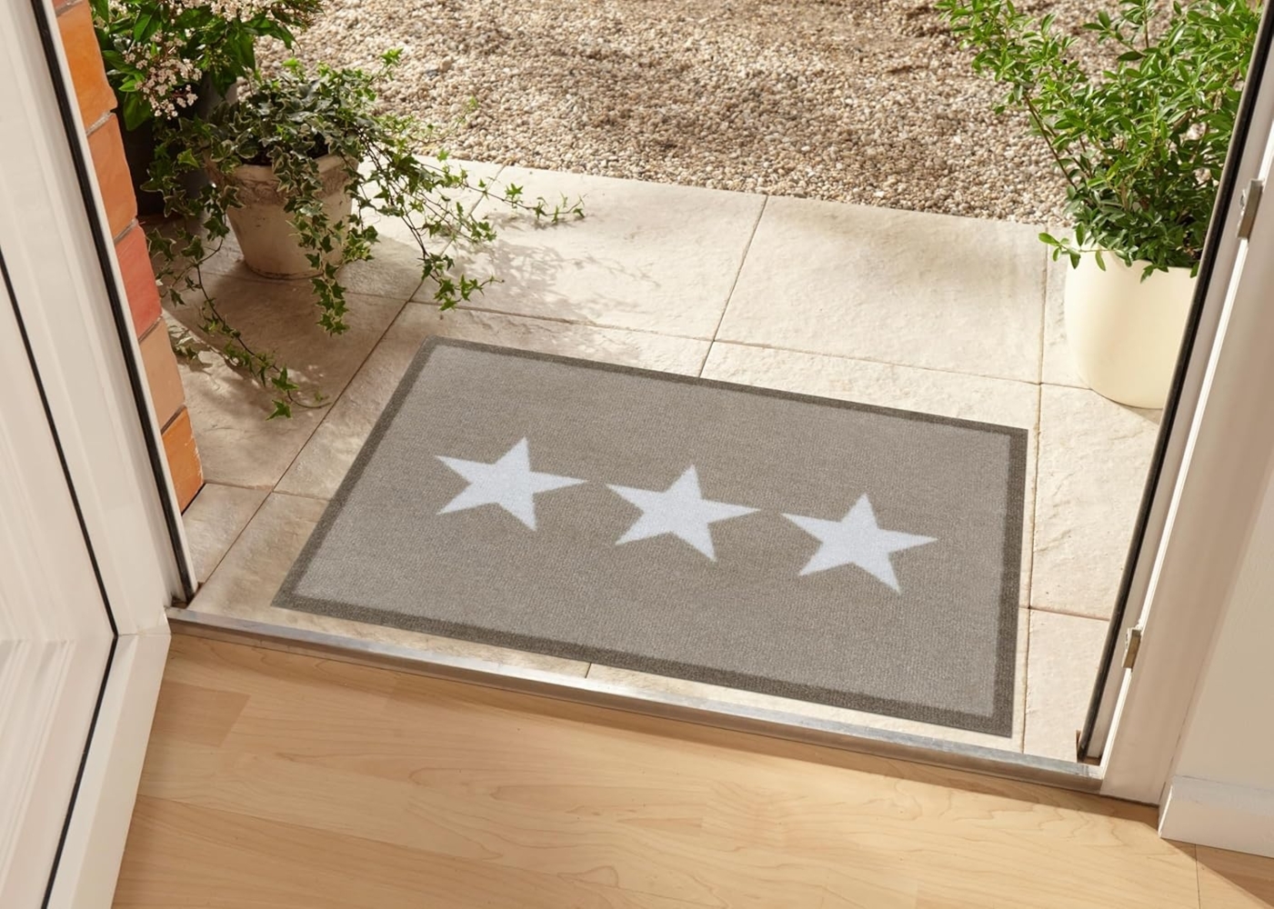 Kurzflor Schmutzfangmatte Star Beige Creme - 120x200x0,7cm Bild 1