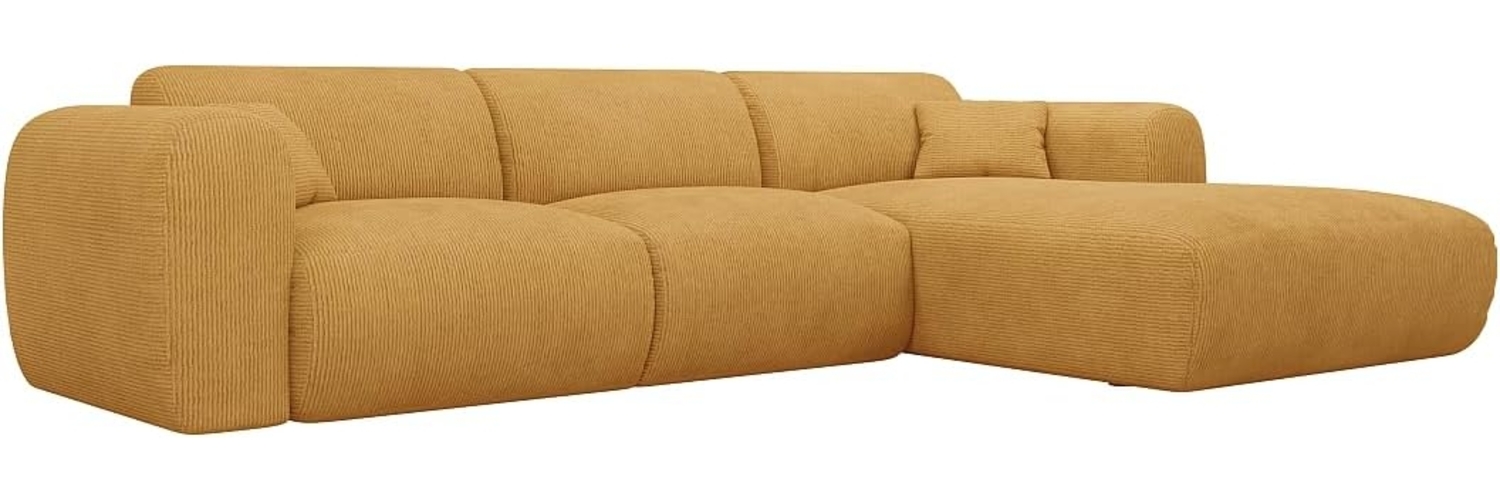 Vente-unique - Großes Ecksofa - Ecke rechts - Samt-Stoff - Senfgelb - POGNI von Maison Céphy Bild 1
