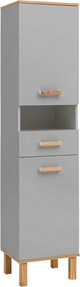 Schildmeyer Padua Hochschrank 148832, Platingrau/Eiche Landhaus Dekor, 40,4 x 35,0 x 178,5 cm (B/T/H) Bild 1