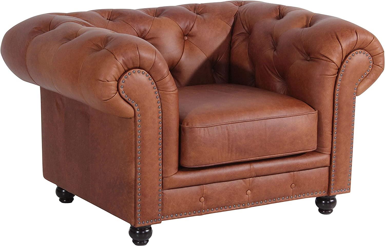 Max Winzer 'ORLEANS-23' Sessel leicht pigmentiertes Nappaleder (Antikleder) Farbe cognac Sitzhärte mittel B: 135cm T: 100cm H: 77cm Bild 1