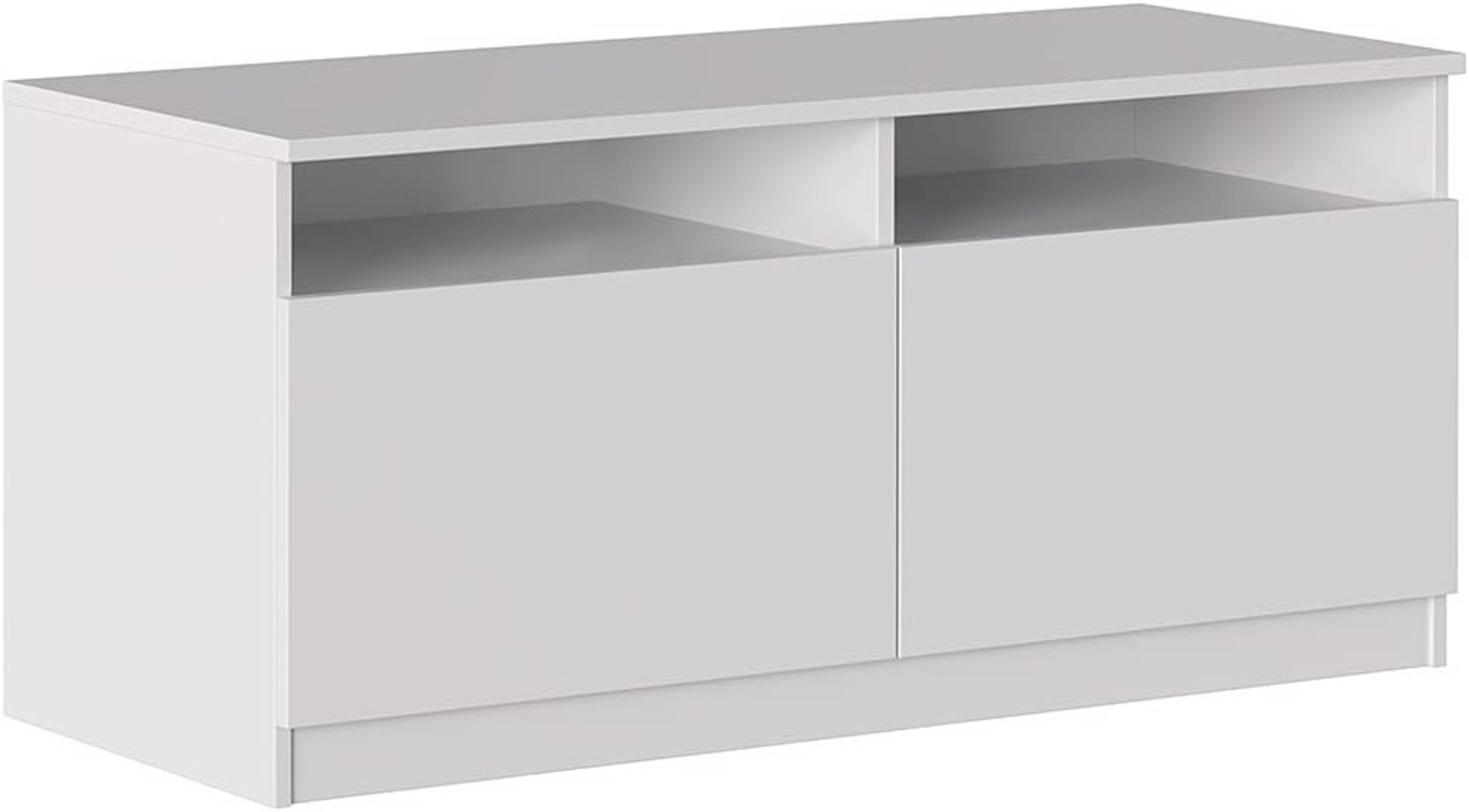 Iconico Home MIK TV-Schrank mit Hohlraumfächern und 2 Flügeltüren mit integrierten Griffen, Holzwerkstoff, weiß, 120x44,5xh53,5 cm Bild 1