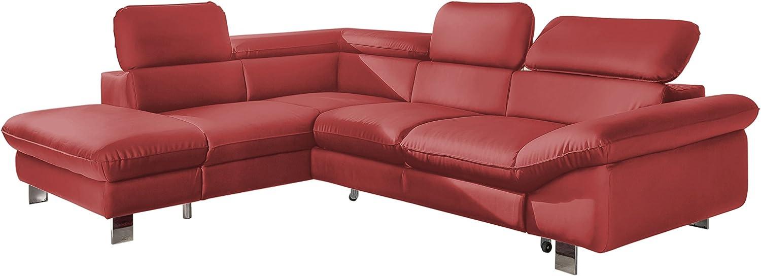 Mivano Ecksofa Driver mit Schlaffunktion und Stauraum / Ledersofa in L-Form mit Ottomane links / Inkl. verstellbare Kopfstützen / 266 x 73 x 214 / Kunstleder rot Bild 1