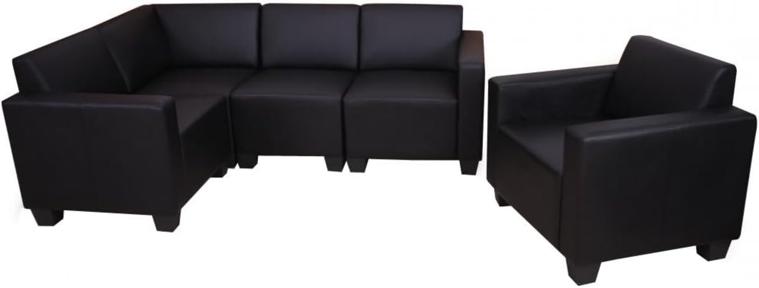 Modular Sofa-System Couch-Garnitur Lyon 4-1, Kunstleder ~ schwarz Bild 1