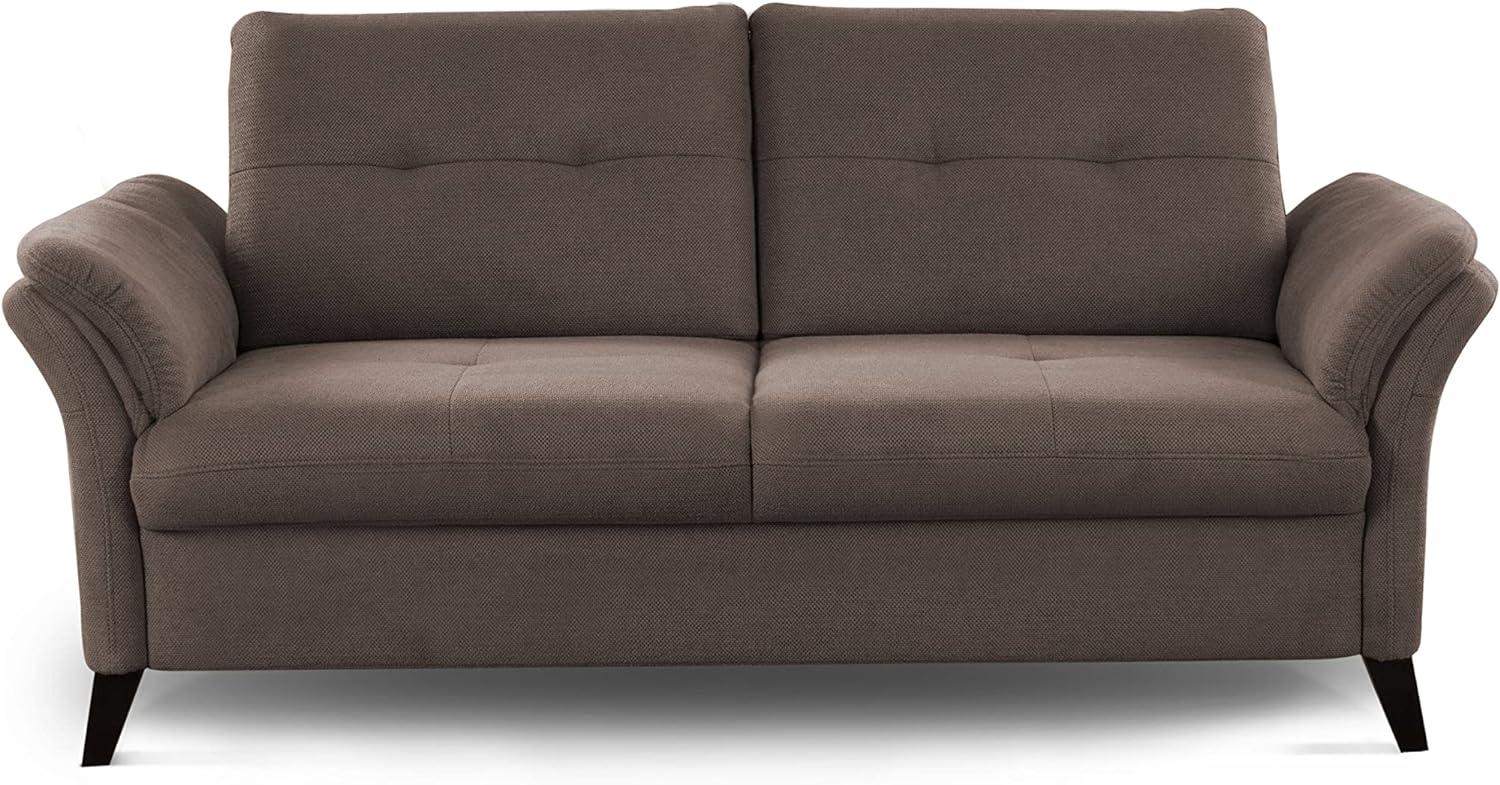 CAVADORE 3er Sofa Grönland / Skandinavische 3-Sitzer-Couch mit Federkern + Sitztiefenverstellung / 193 x 90 x 102 / Flachgewebe, Braun Bild 1