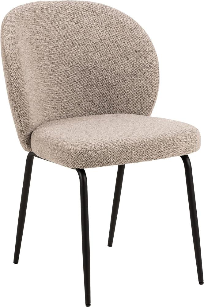 AC Design Furniture Panna Esszimmerstühle 2er Set, Beige Stühle, Moderne Küchenstühle, Polsterstühle mit Bouclé Bezug in Beige mit Schwarzen Metallbeinen, Küchenstuhl Set, Esszimmermöbel Bild 1