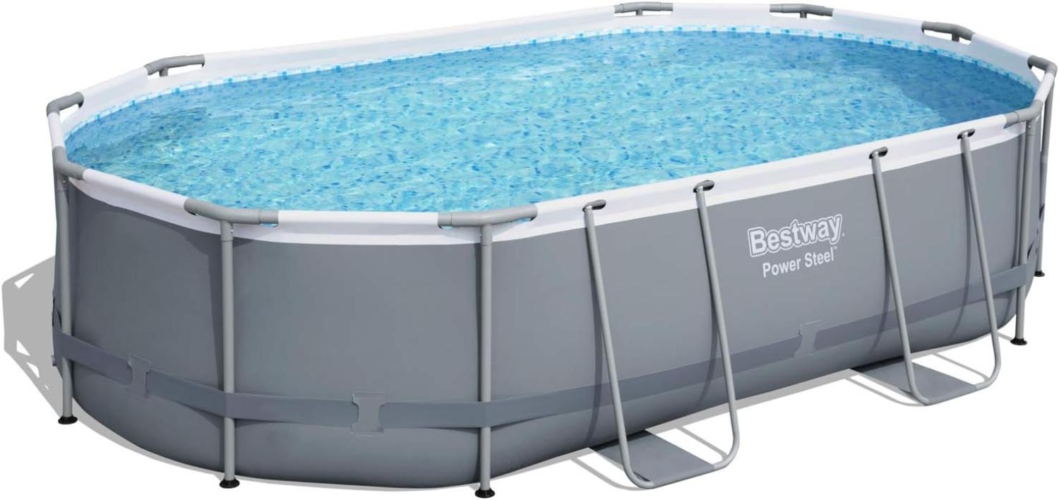 Bestway Power Steel Frame Pool, 488 x 305 x 107 cm, Komplett-Set mit Filterpumpe Bild 1