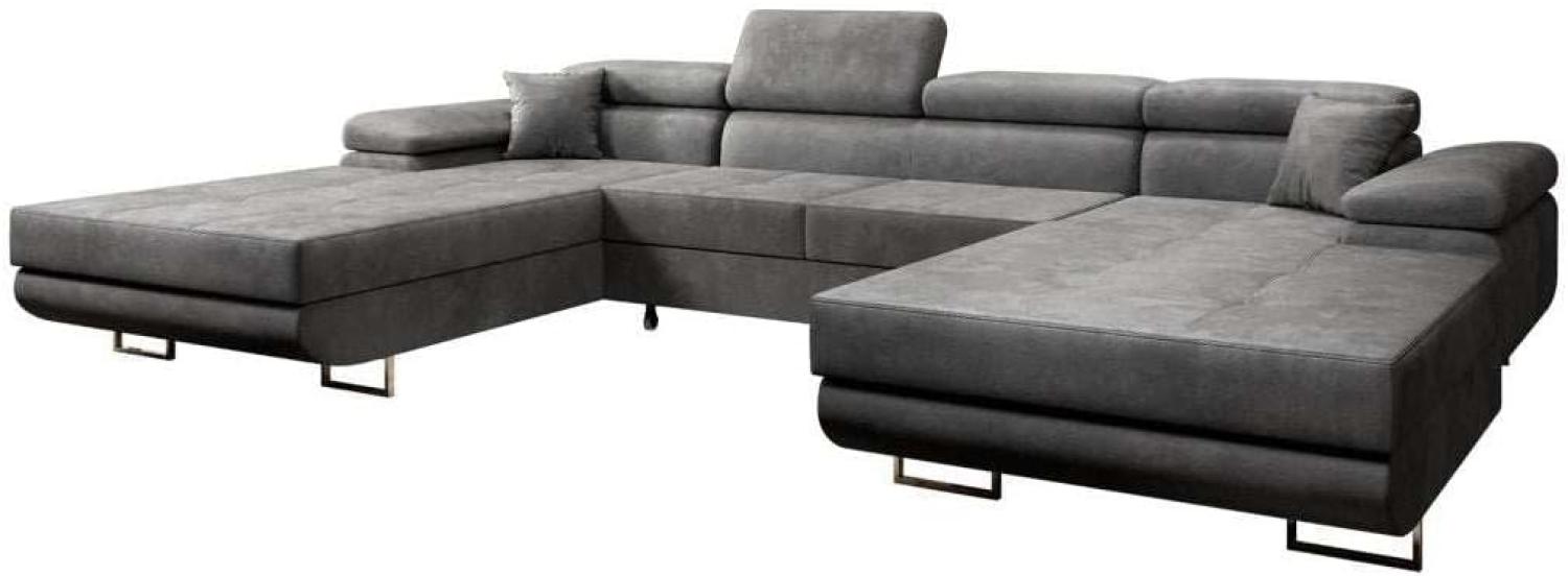 Designer Sofa Calvera U mit Schlaf- und Klappfunktion Grau Bild 1