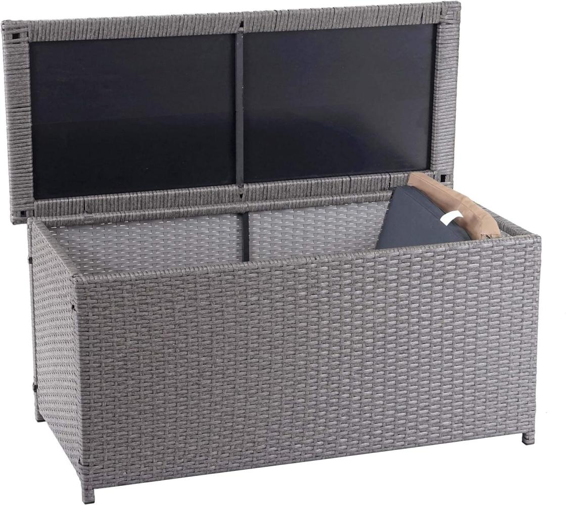 Poly-Rattan Kissenbox HWC-D88, Gartentruhe Auflagenbox Truhe ~ Basic grau, 63x135x52cm 320l Bild 1