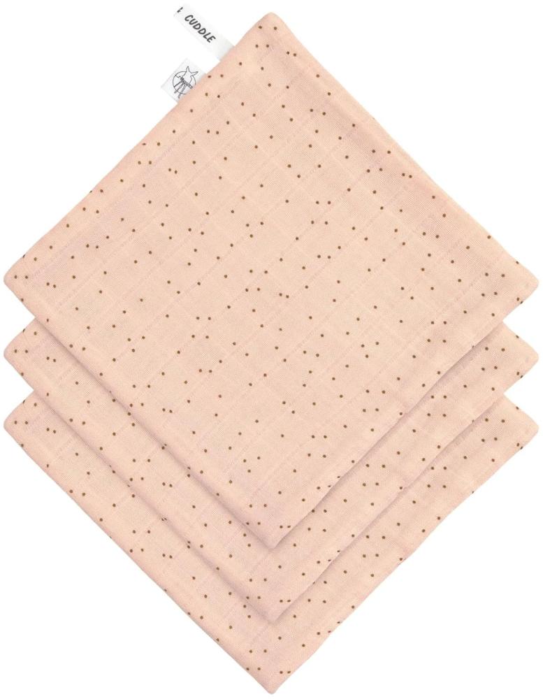 LÄSSIG Baby Musselin Waschlappen 3er Set/Muslin/Terry Washcloth Set 3 pcs Dots peach rose Bild 1