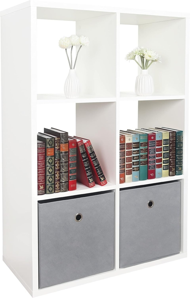 Standregal 107 x 73 x 33 cm weiß – Bücherregal Raumteiler Wohnzimmer RICOO WM079-WM Bild 1