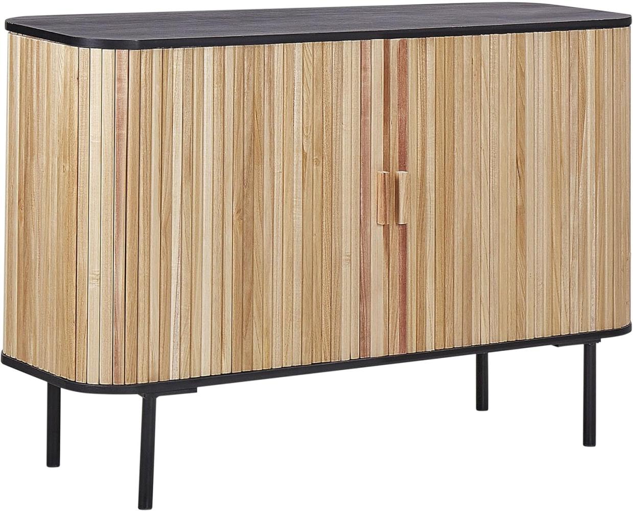 Sideboard Paulowniaholz hellbraun schwarz 2 Türen LINDON Bild 1