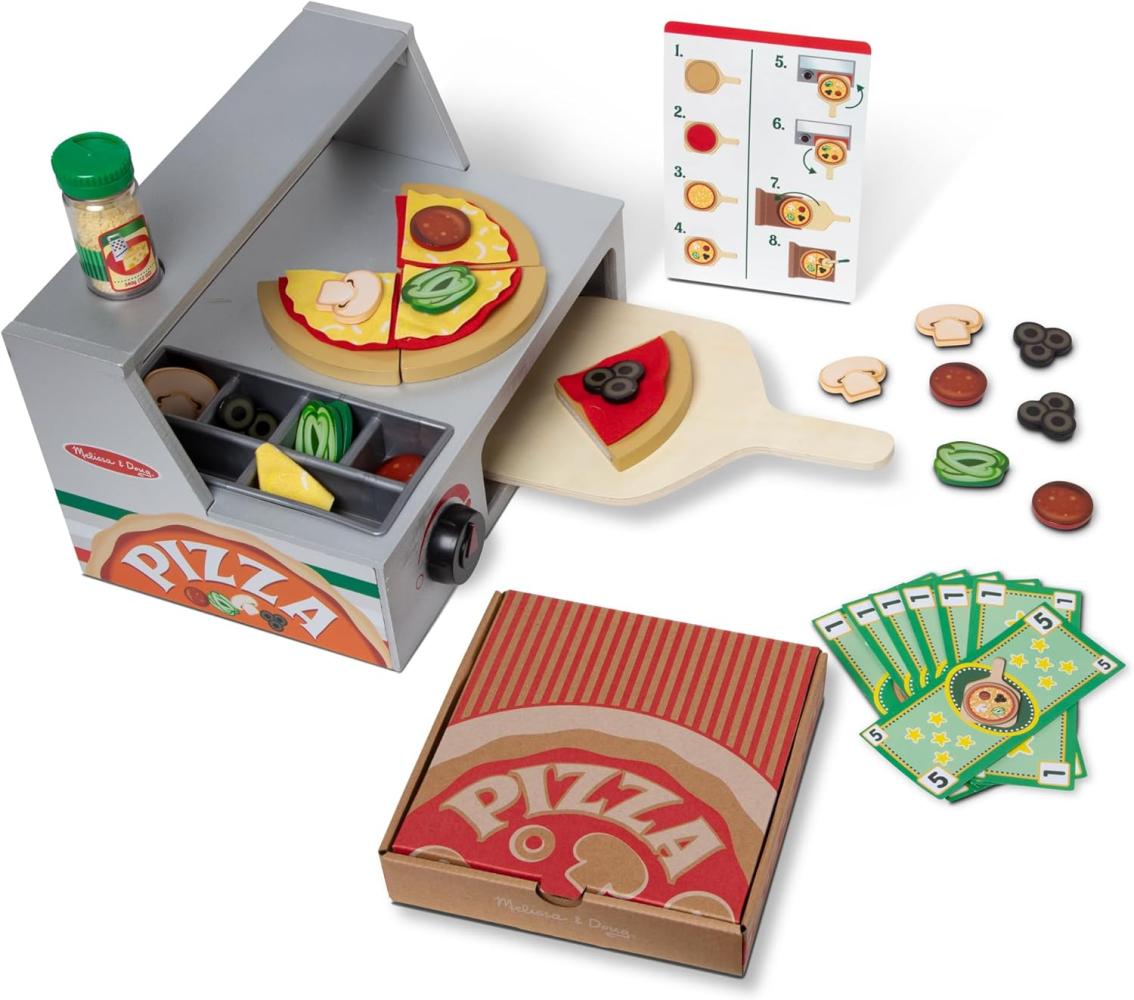 Melissa & Doug Pizza Spielzeugladen Kinder Holz Lebensmittelsets Küchenspielzeug für Mädchen & Jungen 3+ J. Holz Lebensmit Bild 1