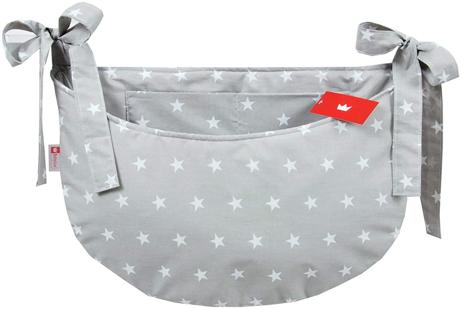 BABYLUX Babybetttasche Organizer BETTTASCHE Spielzeugtasche 91. Sterne Grau Bild 1