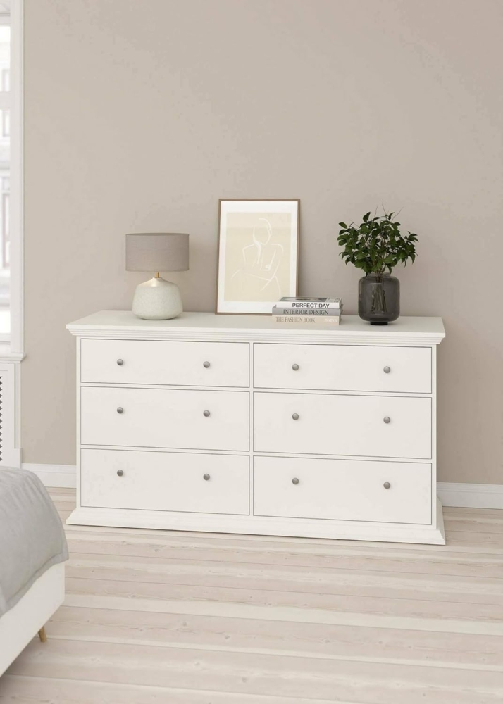 Dmora - Kommode Gladys, Wohnzimmerbuffet, Wohnzimmer-Sideboard, Moderne Küchen-Speisekammer, 163x52 h88 cm, Weiß Bild 1