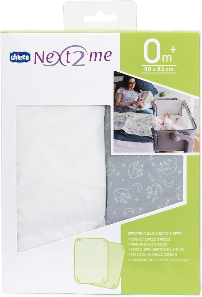 Chicco Spannbettlaken für Beistellbett Next2Me, 2er Pack 85 x 50 cm Bild 1