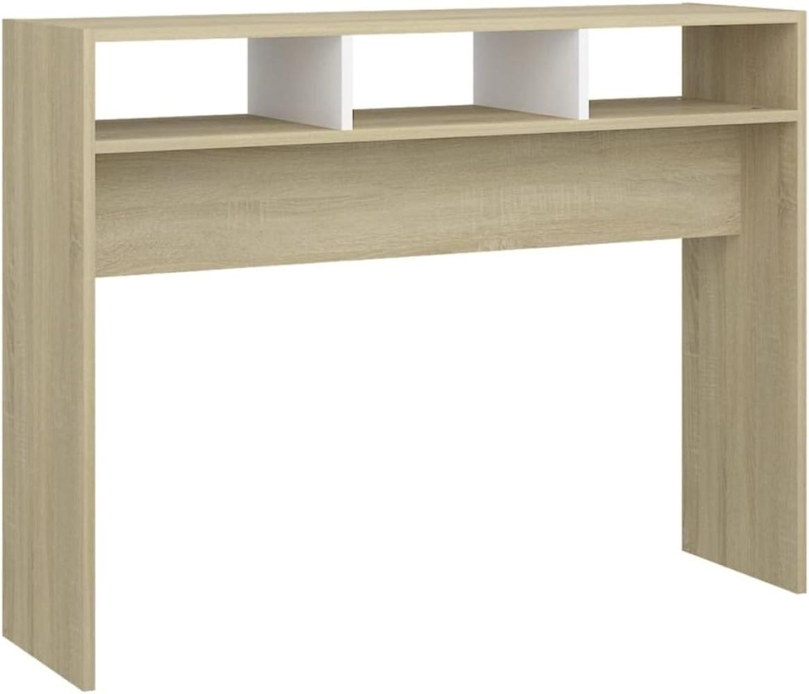 vidaXL Konsolentisch Weiß Sonoma-Eiche 105 x 30 x 80 cm Spanplatte Bild 1
