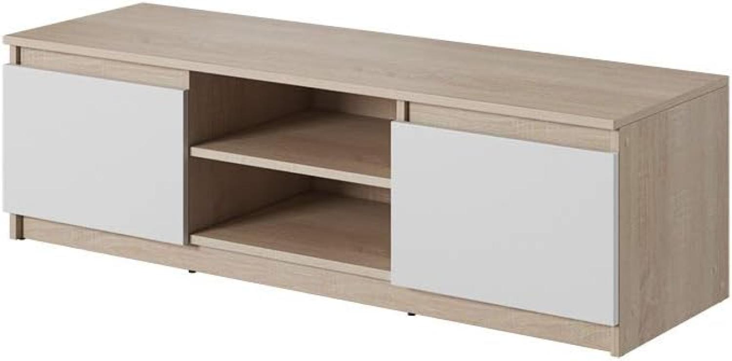 Selsey Permys - Fernsehschrank/TV-Lowboard in Matt 120cm (Sonoma Eiche/Weiß Matt, ohne LED) Bild 1