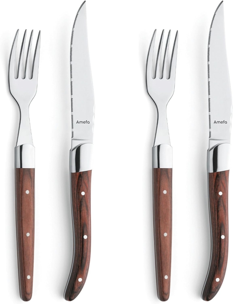 Amefa ROYAL STEAK Steakbesteck Set 4-teilig holz hochglanzpoliert Bild 1